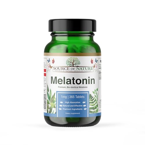 Source of Nature® | 365 Comprimidos de Melatonina Premium | 2 Años de Suministro | 0,5 mg por dosis (½ comprimido) | Alta dosis | Sin aditivos no deseados | Fabricado en DK | Testado por terceros