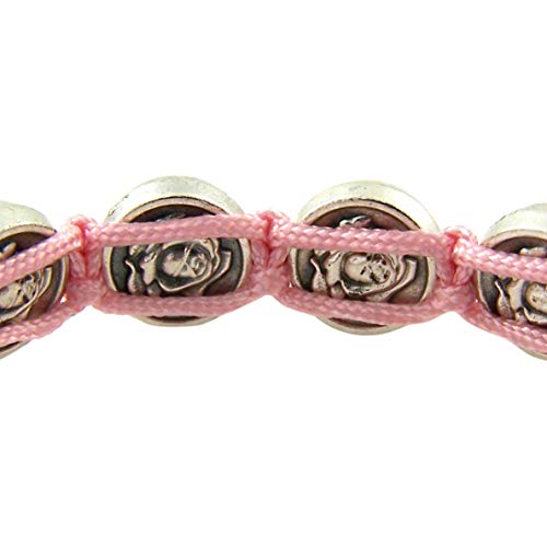 Needzo St Therese of Lisieux Pink Cord Catholic Bracelet3