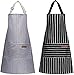 2 Stück Küchenschürze, Gestreifte Schürze Verstellbare Träger, zum Backen Gartenarbeit Restaurant Grill, Küche, Restaurant und Café für Herren und Damen (Schwarz und Grau)