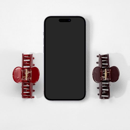 2 piezas pinzas de cabello de acetato para mujer - clip grande y mediano 3.3 pulgadas rojo cereza y rojo Ankra, clips tipo garra para cabello fino, medio y grueso, accesorios duraderos para otoño e invierno miniatura 4