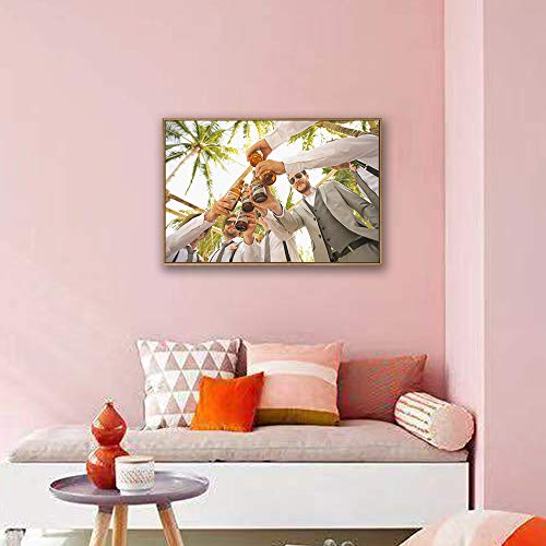 Personalized SIGNFORD Canvas Prints with Friends Photos - 24"x36", Natural Frame