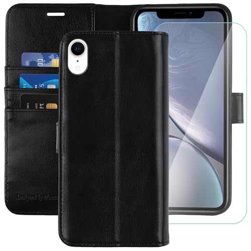 MONASAY Coque iPhone XR, Etui iPhone XR, Housse Portefeuille Etui en Cuir PU Antichoc Flip Case [Fonction Support] avec Fentes pour Cartes pour iPhone XR (6,1 Pouces), Noir