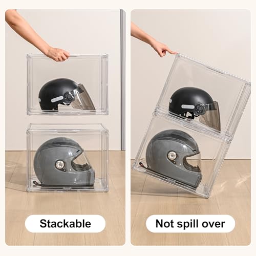 Image of XXX-Large Clear Display Case 17.7 inch x 13 inch x 13 inch Extra Large Display Organizer Box with Magnetic Door, Stackable Acrylic Storage Bin for Boots, Shoes, Collectibles, Bags, Figures