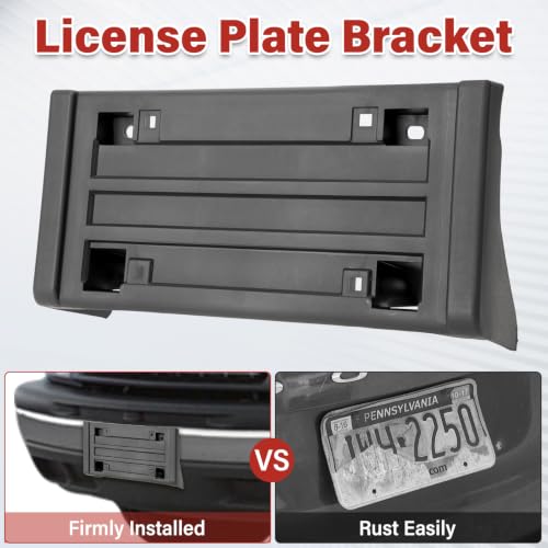 Image of License Plate Bracket for Chevy, for GMC C1500 K1500 C2500 K2500 K3500, Suburban, Blazer, Tahoe, Escalade, Yukon 1988-2000 Front Bumper License Plate Holder Replacement Frame Black Mount