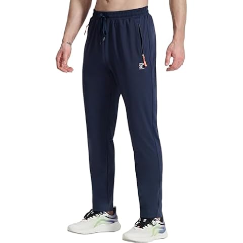 Men's Joggers Pants with Zipper Pockets Athletic Running Stretch Sweatpants for Men Workout Gym Track Golf Dark Blue M Cover