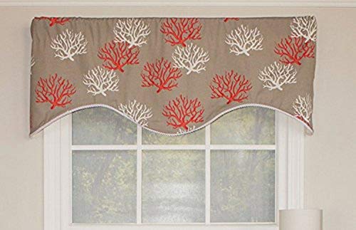 RLF HOME 12443-RE Sea Coral Cornice Window Dressings Valance, Red