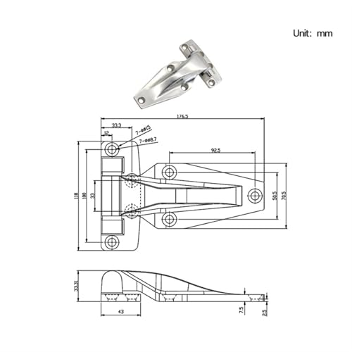 Charnière de porte de conteneur inox 304 ferrure robuste extérieure - 3