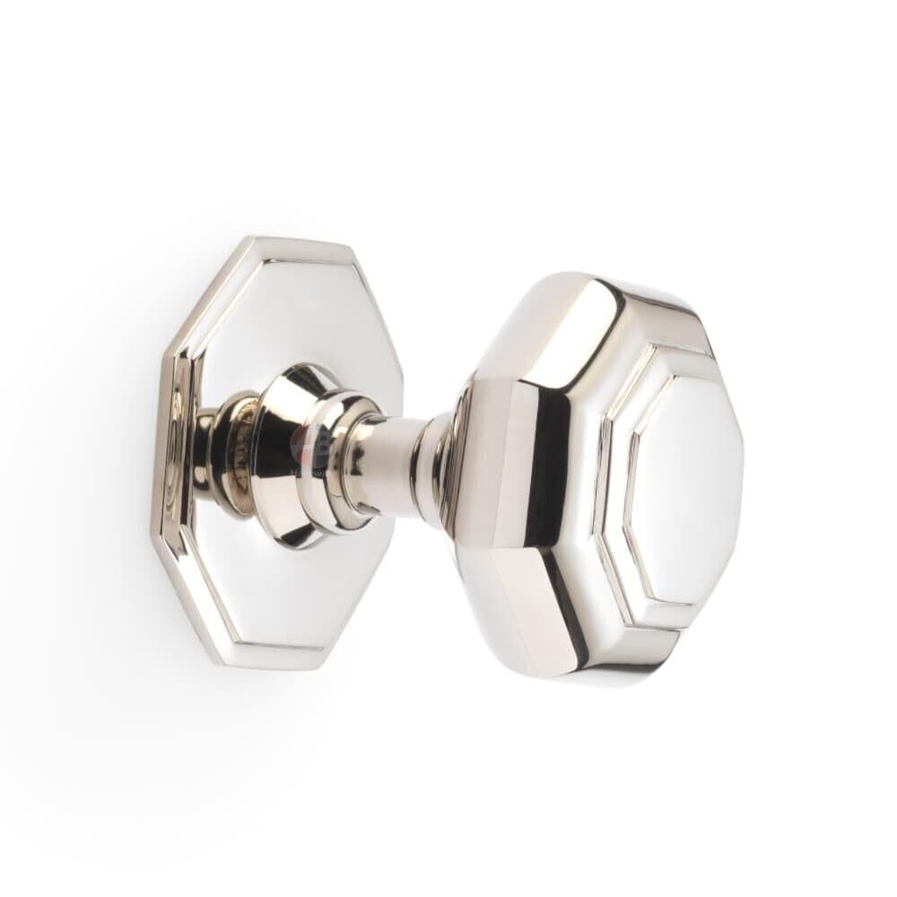 AB Hardware 70mm Polished Nickel Octagonal Centre Door Knob Pull Front Back Solid Brass