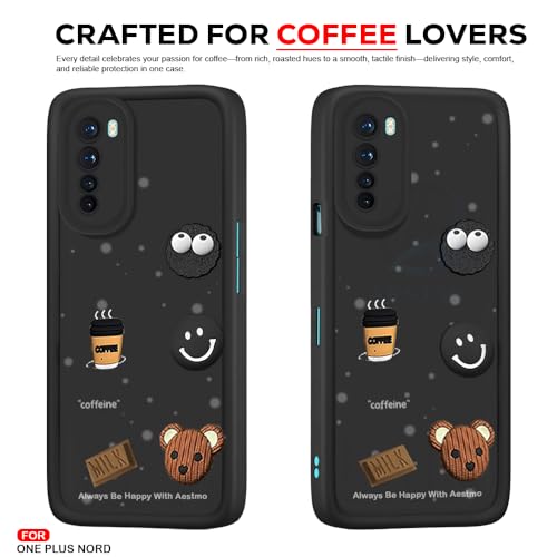 Image of AESTMO Back Case Cover | Cute Fun Cartoon 3D Ball | Coffee Silicone Case | Full Body Protection | Camera Protection Back Cover (Black, OnePlus Nord)