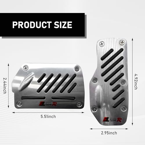 Tesnaao 2 PCS Car Brake Pedal Cover for Safe Driving, 140MM x 62MM x 8MM, 125MM x 75MM x 8MM Waterproof Vehicle Transmission Pedal Accessories, Universal for Most Cars (Black) - Thumbnail 2