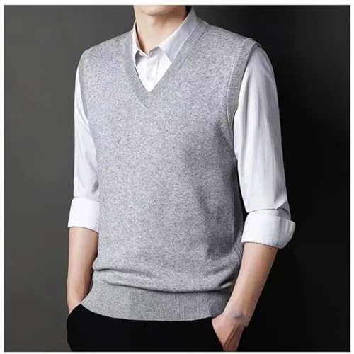 Men Solid Warm Sweater Vest Business Casual Versatile V-Neck Slim Bottoming Knitted Sleeveless Tops4