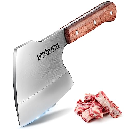 Univinlions Couteau Boucher Full Tang - Hachoir et Chef Extrêmement Tranchant - Couteau de Cuisine à Viande pour Camping et Barbecue