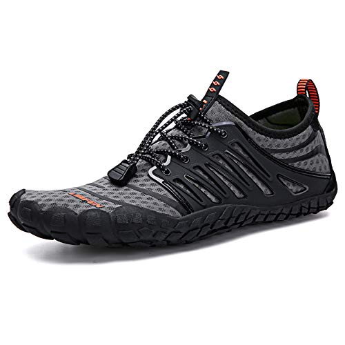 Image of UBFEN Water Shoes for Men Women Quick Dry Swim Aqua Socks | Lightweight Barefoot-style Fit, Rubber Sole, Hiking, Fishing, Kayaking, Beach, Pool, Boating, Diving And Water-to-land Wear