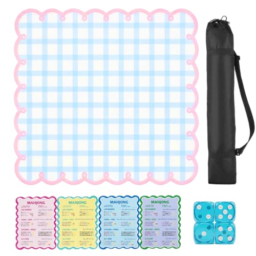Ukontagood Scalloped Mahjong Mat for Table, 31.5x31.5 Inches