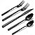 Alata Cube Black 20-Piece Forged Silverware Set Stainless Steel Flatware Set,Service for 4,Matte Satin Polished Cutlery Set,Dishwasher Safe