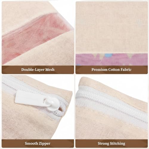 Image of Aliensware Pack of 6 Big Size Cotton Saree Bags /Covers For Storage With Zip Closure & Durable Mesh Window For Wardrobe Organizer, Clothes Bags, Salwar, Shirt, Multi-Purpose use (36 x 37 cm)-Beige