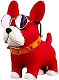YANRUI Sonnenbrille Kühle Hund Statue Französische Bulldogge Tier Modell Skulptur Harz Handwerk Dekoration Home Room Decoration Art Figuren (Color : Red)