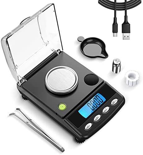ORIA Digital Pocket Scale, Digital Milligram Scale, 0.001g/ 20g Mini Jewelry Weigh Scales with Calibration Weights Tweezers, Weighing Pans, LCD Display, USB Charging Cable for Kitchen, Office
