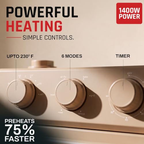 Image of Domestica Elio Air Fryer Oven, 6 in 1 Compact Oven with 12L, 1400 W, Clay