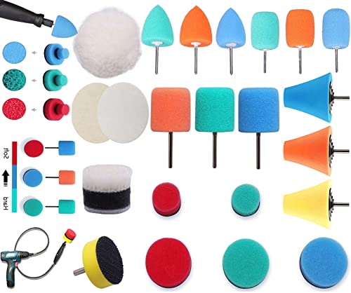 Image of DIY Crafts +1xFelt 1xFur Pad, 3 inch inch, 22 Mini Buffing Polishing Pads Kit Car Detail Polisher for Tight Area Detailing Polishing Waxing Sealing Glaze Car Headlights Door(+1xFelt 1xFur Pad, 3 inch inch)