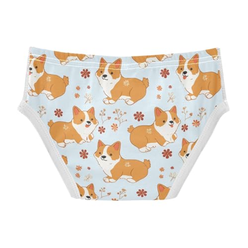 Wusikd Cute Corgi Flowers Boys' Underwear Cotton Cartoon Boys Briefs Soft Toddler Underwear 2T2