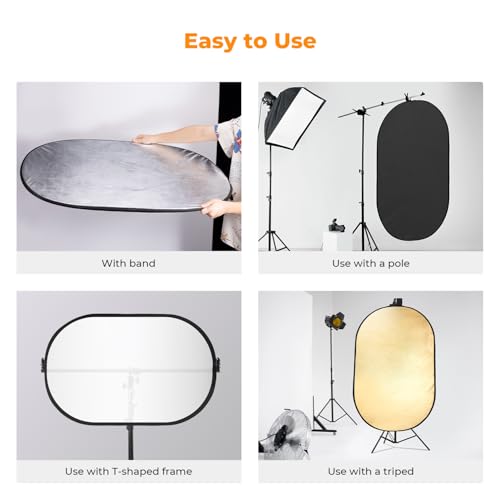 Image of K&F Concept 40 inch x60 inch 5-in-1 Oval Foldable Reflector, with Carrying Bag