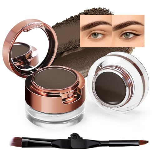 AFGHOUZ Cream Eyebrow Duo Kit, Brow Powder and Eyeliner Gel, Eye Brow Pomade Waterproof Highly Pigmented, Filler Thicker Brows, with Dual Head Brush