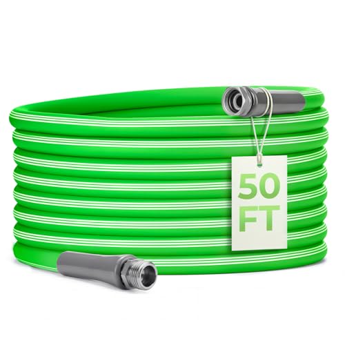 Delxo Garden Hose 50 FT, Flexible Rubber Hybrid Water Hose 5/8 Inch