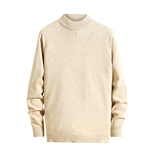Mock Turtleneck for Men Autumn Winter Casual Soild Sweater Slim Fit Long Sleeve Knitted Pullovers Comfy Warm Jumper