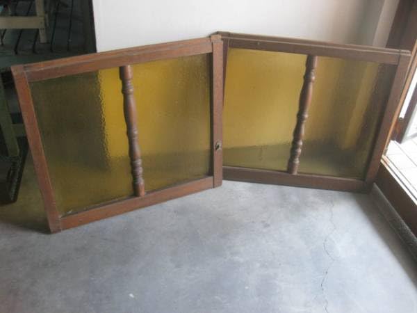 Amazon.co.jp: 【昭和レトロ百貨店】②アンバー色ガラス建具腰窓2枚