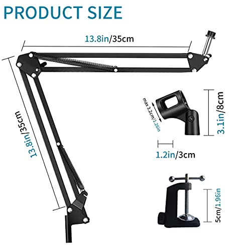 Novonest Microphone Arm, Upgraded Mic Arm Microphone Stand Boom Suspension Stand With 3/8" To 5/8" Screw Adapter Clip For Blue Yeti Snowball, Yeti Nano, Yeti X And Other Mic,Foldable,Medium,Nb35-1 #TOP4