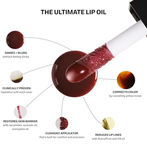 Image of POUND CAKE Cake Theory Plumping Lip Oil | Hydrating & Moisturizing Lip Oil Balm, Lip Gloss, and Lip Mask with Hyaluronic Acid | Clean, Vegan Formula | Lip Plumper Treatment | 0.23 oz, Browning