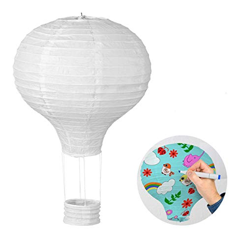 LIHAO 6pcs Lampion Papier Montgolfière Lanterne Papier Blanc pour Décoration Anniversaire, Mariage, Fête (30 cm)