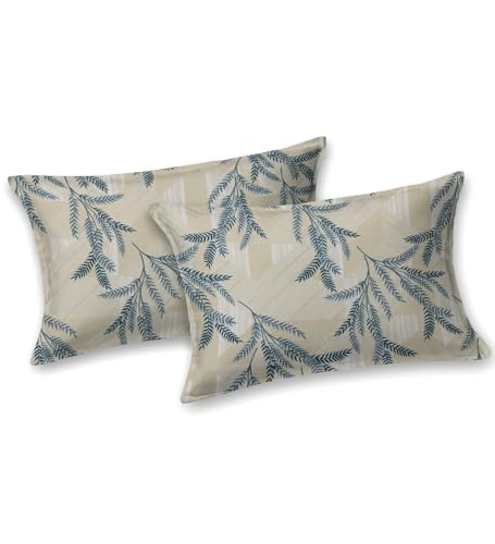 Image of Mafatlal 186 TC Metro Cotton Double Bed Bedsheet | 90x100 Inch|Soft, Breathable & Lightweight | Includes 2 Pillow Covers| Cream Blue 1