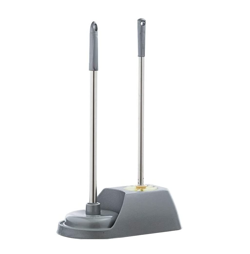Uso Baños PúBlicos Escobilla De Baño Plástico con Soporte para, Inodoro Mango Largo, Juego Escobillas para, Cajón, Cepillo Limpieza Apto Mayoría Inodoros(Grey)