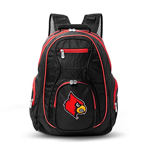 Denco NCAA Louisville Cardinals Colored Trim Premium Laptop Backpack, black, 19