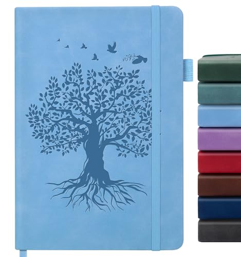 ALKALO Lined Journal Notebook for Women Men, A5 Hardcover Leather Journals for Writing, 200 Pages Thick Paper, Daily Journal Notebook for Work, School, Note Taking, Business, Travel, College Ruled