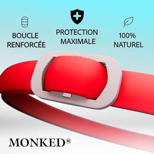 Collier anti-tiques pour chiens Monked protection puces réglable rouge - 4
