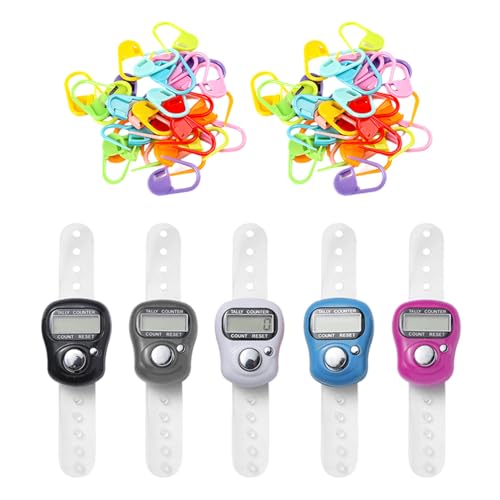 TYFGRT Mini Compteurs 5 Pièces Et Boucles De Marquage Colorées 50 Pièces, Compteur De Doigts, Compteur Portable, Compteur Créatif, Outil De Comptage À Domicile