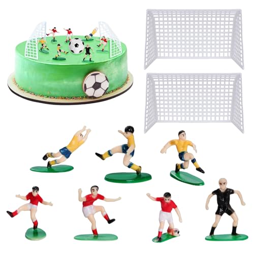 Ferizzia 9 peças decoração bolo futebol, figuras de futebol para bolos, atletas pastel decoração, para crianças, jovens, fãs de futebol, festa temática para amantes de futebol