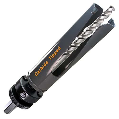 1-1/4 Inch Deep Hole Saw Carbide Tipped, 6.6” Cutting Depth With Mandrel For Hard Wood, Mdf, Wall Tile, Fiberglass, Air Brick, Plasterboard, For Thick Wall, Roof #TOP16