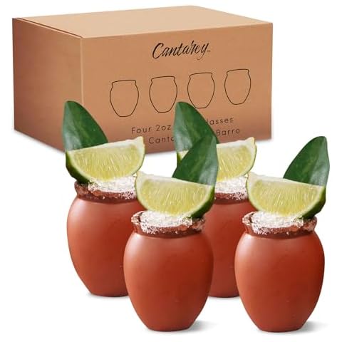 CANTAREY 2oz Cantaritos de Barro - Set of 4 Mini Cantaritos Shooters Cover