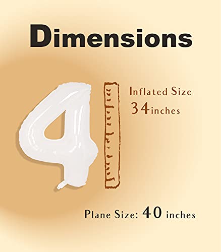 Image of SUWEN 40 Inch White Large 4 Balloon Number Big Foil Helium Numbers 0-9 | Giant Jumbo Happy 4th Birthday Party Decorations for Men or Women Huge Mylar Anniversary Party Supplies