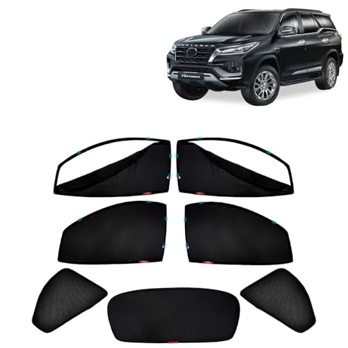 Image of Kingsway Accessories Car Side Window Sun Shade Zipper Magnetic with Rear Windshield Curtain Only Compatible with Toyota Fortuner Year 2025 Onwards All Model, Only Zipper in Front Window, Pack of 7