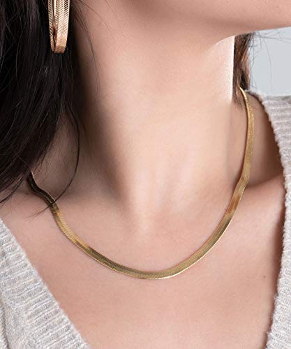 Barzel 18K Gold Plated Herringbone Chain Necklace 4MM Wide2