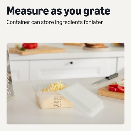Amazon Basics Cheese Grater, 4-Sided Stainless Steel Box Grater with Measuring Container, Dishwasher-Safe - image 4
