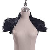 CUNLLY Vintage Victorian Ruffled Shrug Shawl Bolero Elizabethan Collar Cosplay Costume Jabot Black