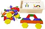 TOWO Madera Bloques y Rompecabezas de 60 Piezas de Madera - Clasificador de Forma Tangram Rompecabezas - formas geometricas niño - Puzzle 4 Años - Regalos Cumpleaños Niños 5 Años