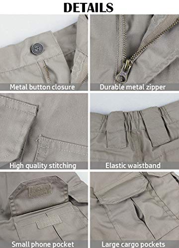 Navekull Men's Outdoor Tactical Pants Rip Stop Lightweight Waterproof Military Combat Cargo Work Hiking Pants Khaki #TOP5