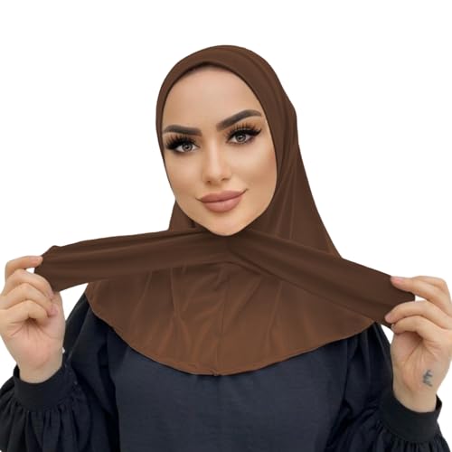 Instant Muslim Turban Hijab with Snaps for Women Cotton Headscarf Full Cover Bonnet Hat Islam Under Cap4